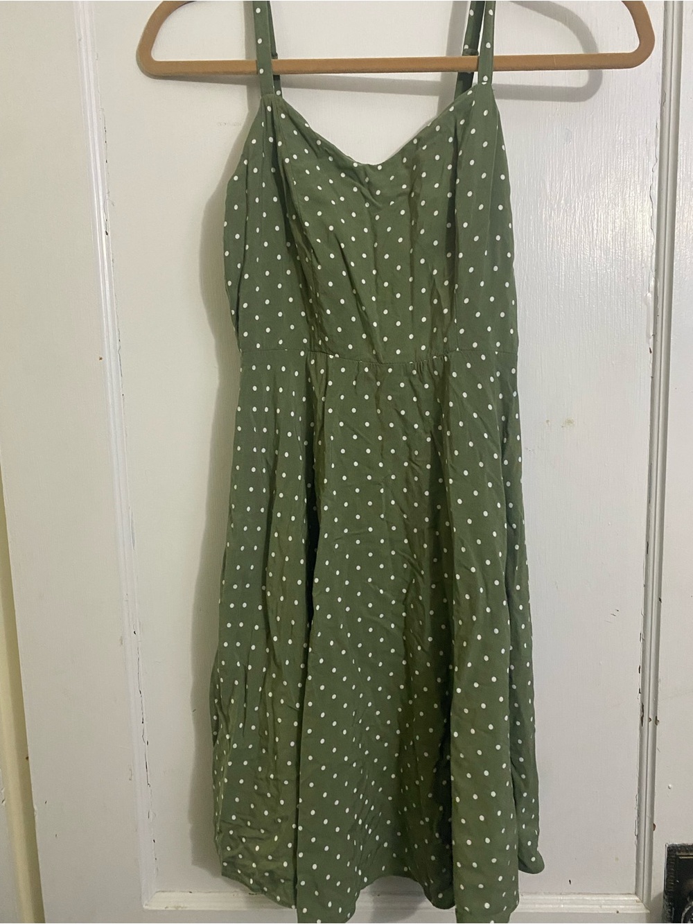 Old Navy Olive Green Polka Dot Midi Dress
